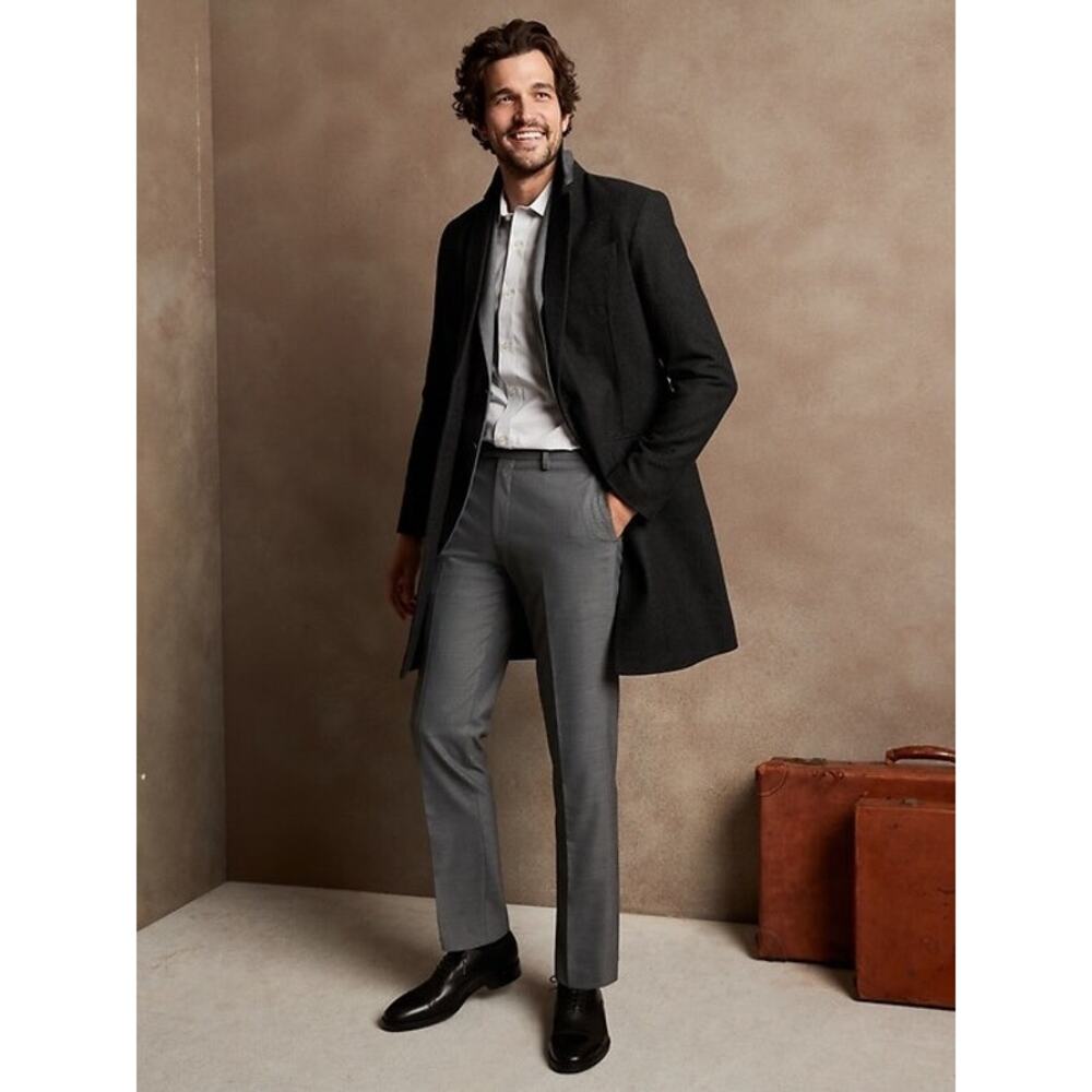 Banana Republic Factory Gray Wool Blend Topcoat Lightweight Over Coat mens XXL